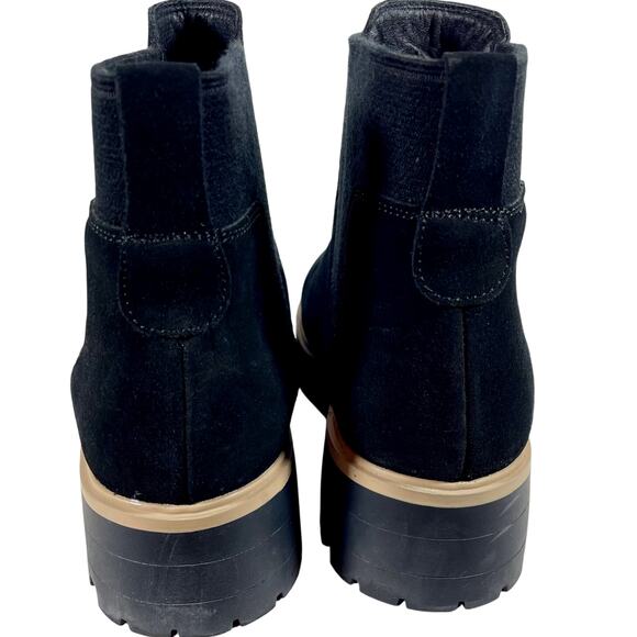 Eddie Bauer Bellingham Chelsea Boot Black Suede Waterproof Tan Lug Sole Women 10 - Picture 5 of 11